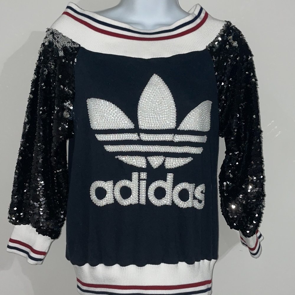 Adidas Black Sequin Logo Sweatshirt - Picture 5 of 6